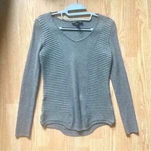 INC International Concepts Silver/Pewter Metallic Sweater Size L
